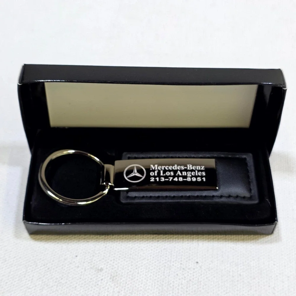 Mercedes-Benz Keychain Luxury Black Silver Los Angeles Dealership Fob Boxed